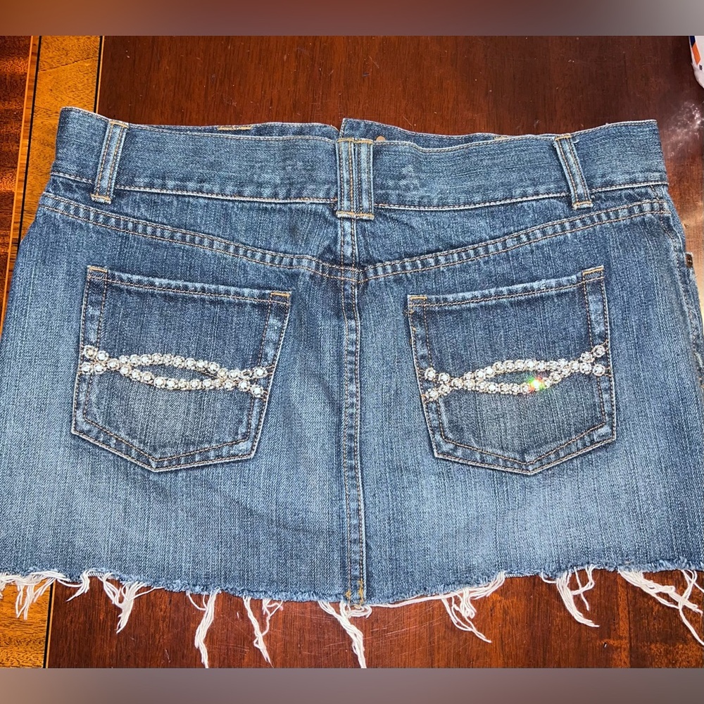 Y2K Abercrombie & Fitch Rhinestone Denim Mini Skirt Size 8 - Picture 3 of 11